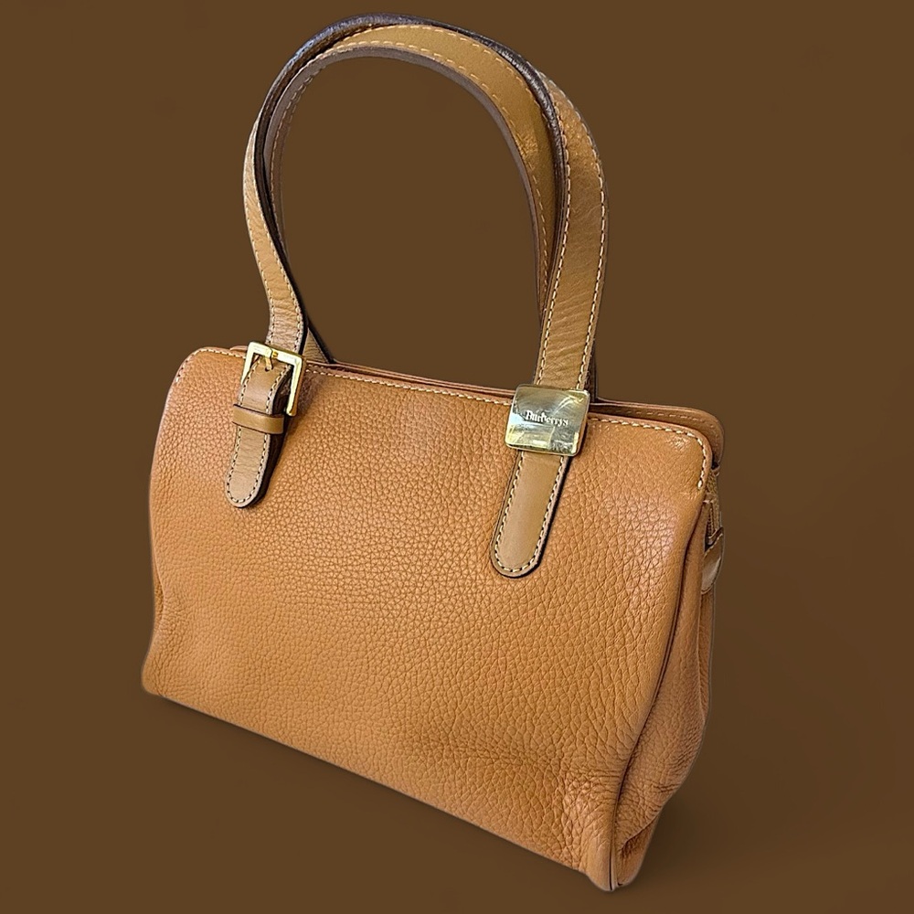Burberry Tan Leather shoulder Satchel classic timeless style office work play